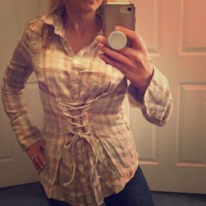 Express GUC button you corset shirt